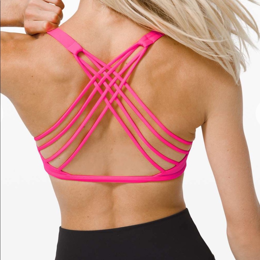 Lululemon 2 Free To Be Wild Bra Pink Highlighter